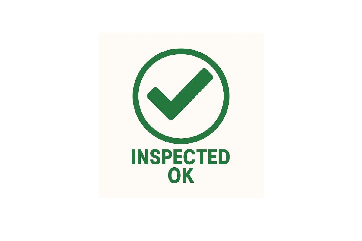 検査済みを示すINSPECTED OKマークのアイコン